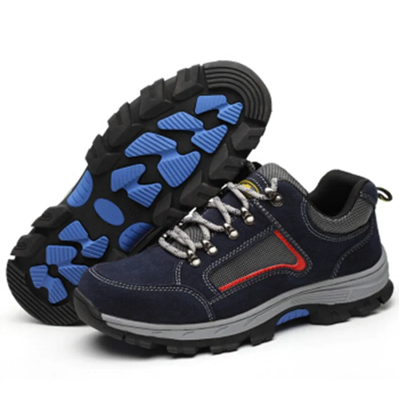 Zapatos de seguridad para el trabajo para hombre, botas Vintage de malla negra transpirable con puntera de acero, calzado informal a prueba de perforaciones a prueba de trabajo - imagen 2