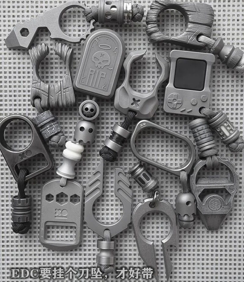 Colgante de aleación de titanio 3 en 1, cuerda de paraguas, colgante de cola, accesorios, hebilla, cuchillo Edc, piezas decorativas - imagen 2