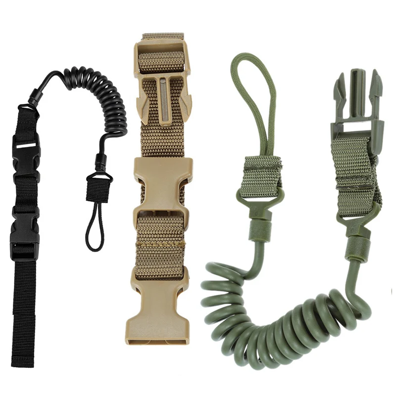 Cordón elástico antipérdida táctico, correa de seguridad con resorte, cuerda para llavero, cadena, linterna, accesorios de caza - imagen 4