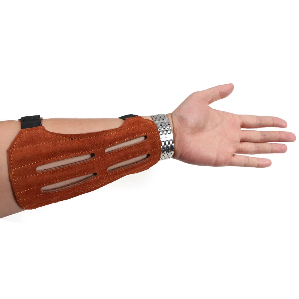Protección de tiro con arco antimanchas para exteriores, protector de brazo de piel de vaca, protector de brazo de arco tradicional para caza americana - imagen 4