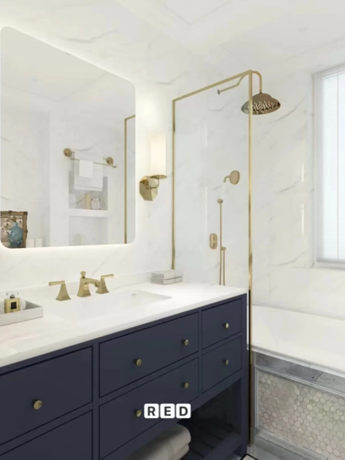 Mueble de baño azul profundo, combinación americana de piso a piso, lavabo de madera maciza de roble, lavabo, mueble de lavabo - imagen 2