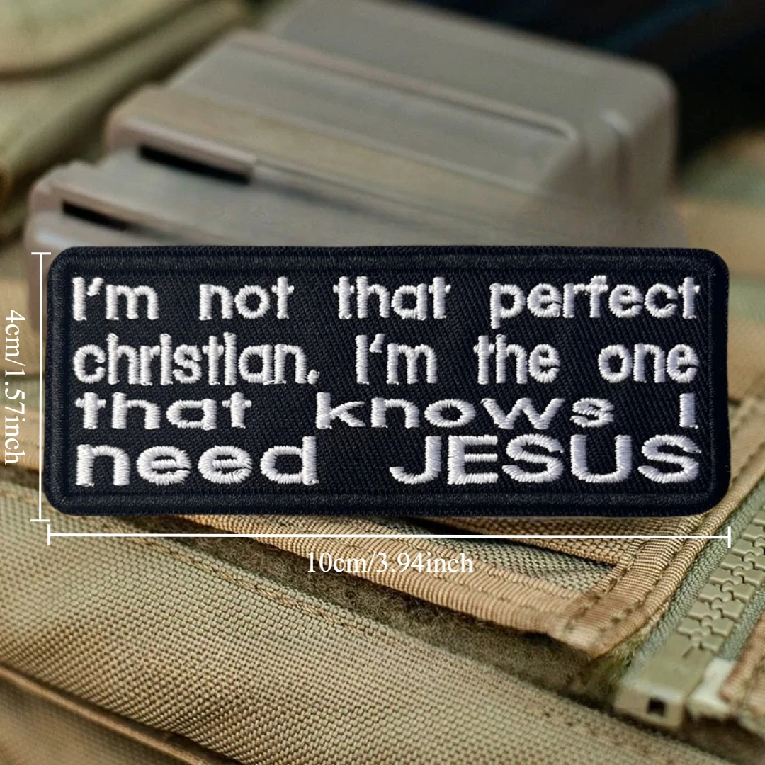 Parche táctico de moral de versículo bíblico "I Need JESUS", brazalete militar, parches de gancho y bucle bordados para ropa, pegatina para mochila - imagen 2