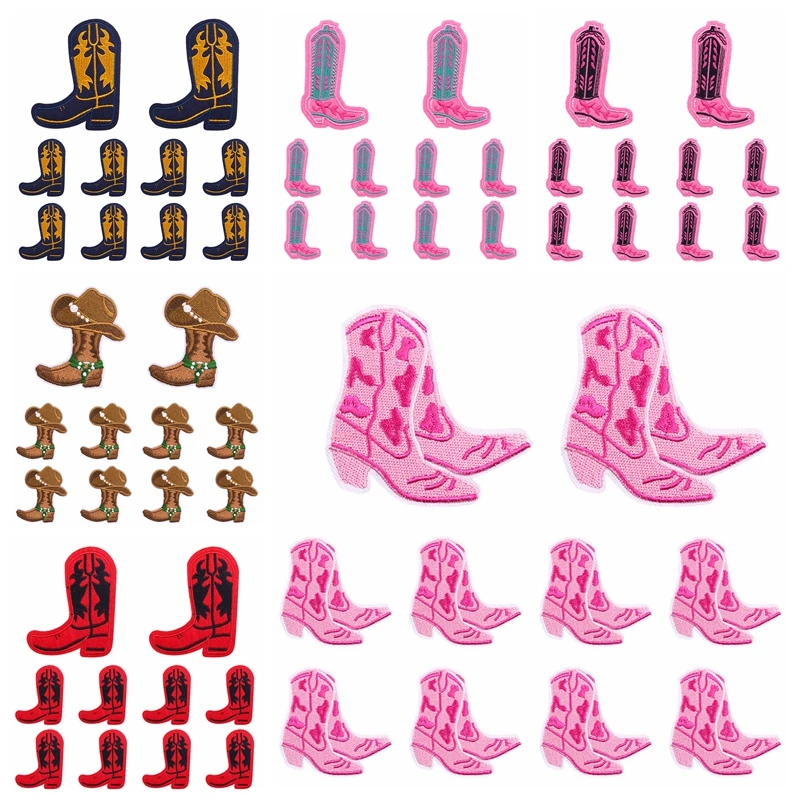 Parche bordado de dibujos animados para ropa, parches termoadhesivos para planchar, estilo vaquero occidental, colorido, 10 piezas, 2024 - imagen 2