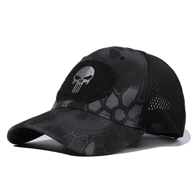 Gorra de béisbol con calavera de camuflaje para hombre y mujer, sombrero de combate táctico, malla de camuflaje, deportes al aire libre, senderismo, caza, baloncesto, gorras de fútbol - imagen 3