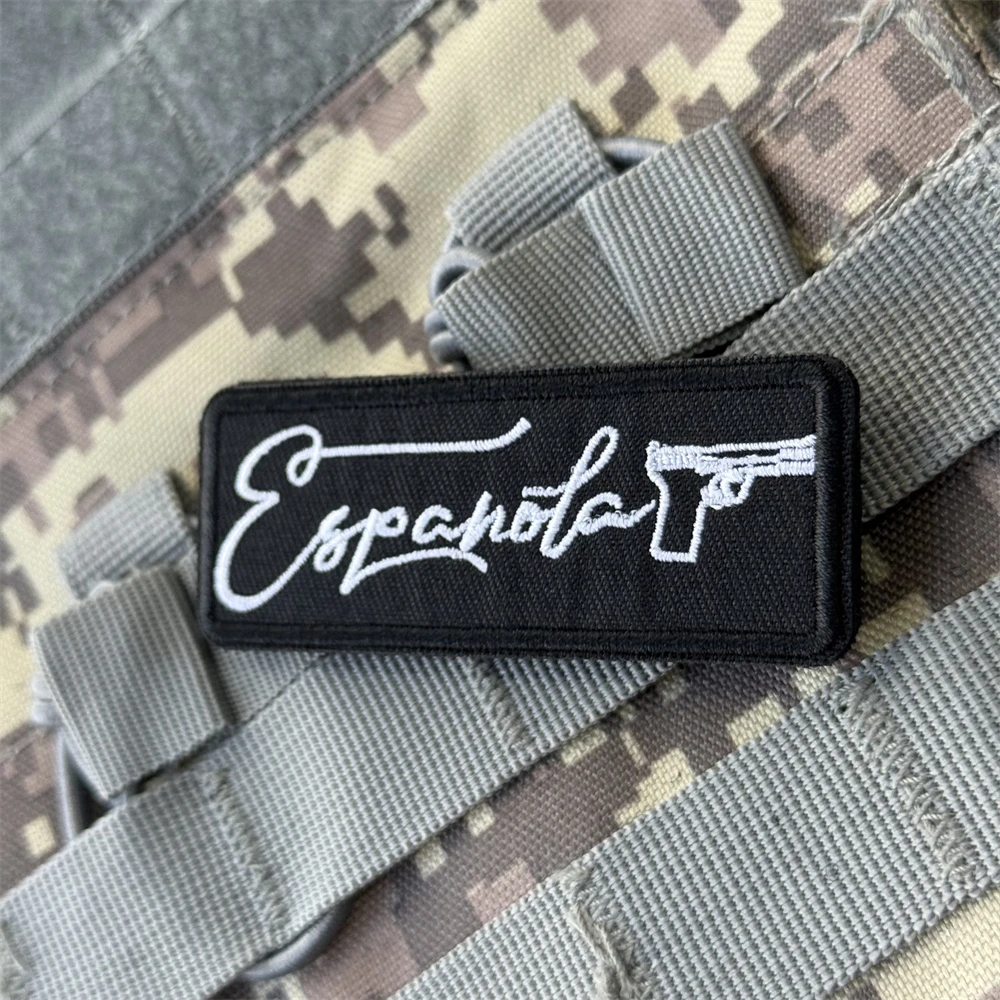 Parche táctico de moral de pistola "Espanola", insignia de gancho y bucle bordada, brazalete del ejército militar, decoración de mochila, apliques adhesivos - imagen 4