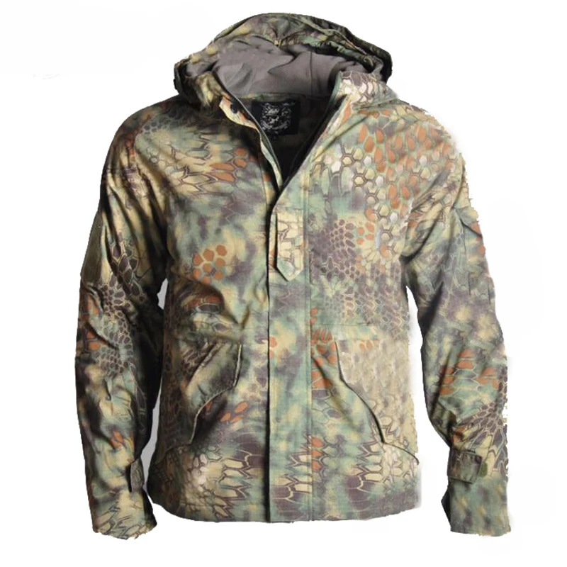 Chaqueta de camuflaje para deportes al aire libre, chaqueta de caza táctica impermeable con capucha, cortavientos de invierno - imagen 3