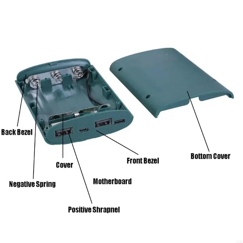 J1HC 3 Piezas 18650 Caja almacenamiento batería Tipo USB Banco energía carga rápida Case bricolaje3 - imagen 5