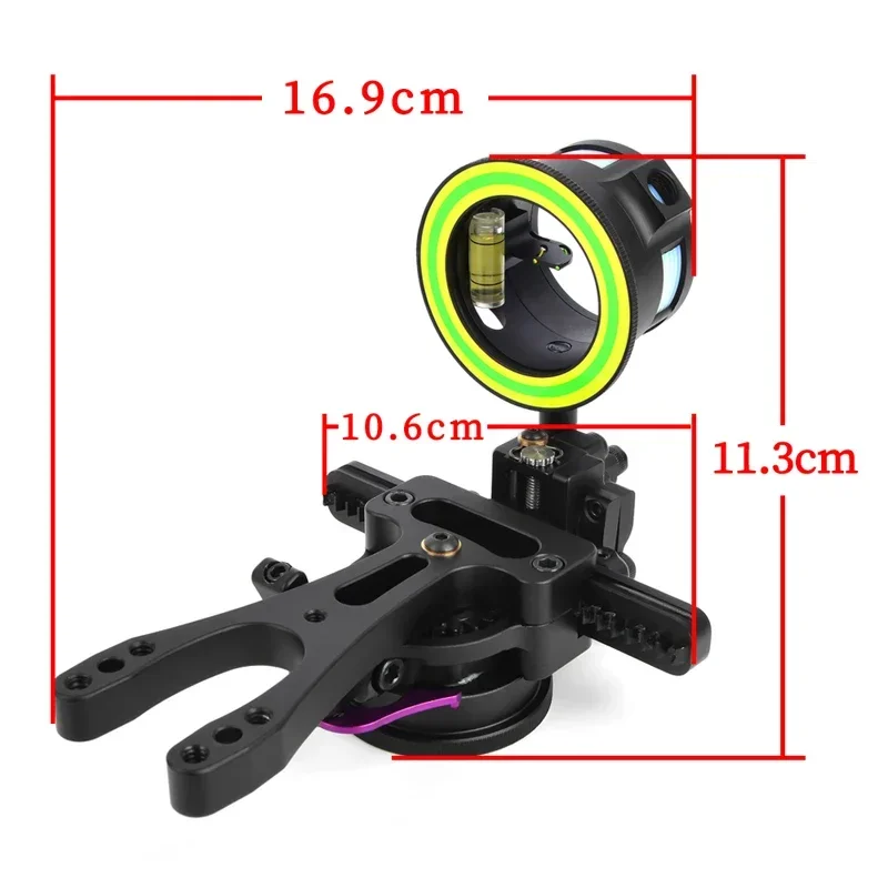 Mira de arco compuesto, 1 Pin, 2 punto de puntería, aleación de aluminio 6061, ajustable para tiro con arco, accesorios de caza, 1 ud. - imagen 5