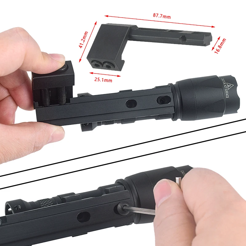 Linterna táctica de Metal, montaje compensado M300 M600 M951 M620V, luz para arma, Rifle Airsoft, accesorios de soporte de riel de 20mm - imagen 2