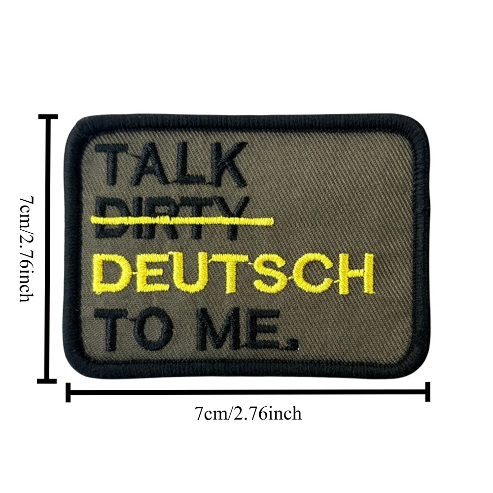 Parche táctico Talk Dirty German to Me Morale, divertido bordado, gancho, cierre adhesivo, insignia para mochila, gorra Molle, pantalones vaqueros - imagen 2