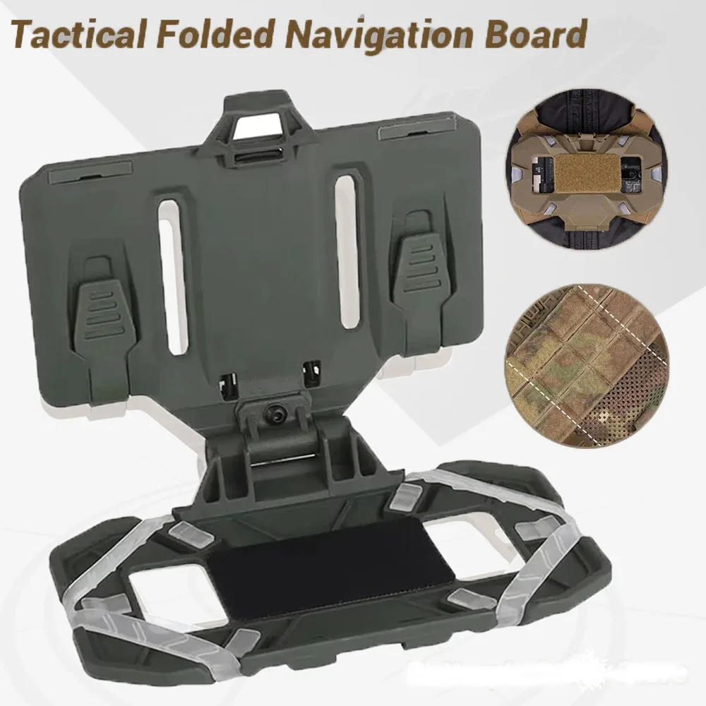 Portador de placa Airsoft, portador de teléfono Molle, tablero de navegación exterior, soporte plegable de acceso rápido, chaleco táctico, soporte de aparejo de pecho