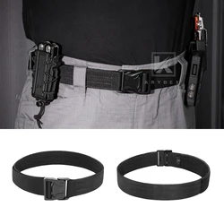 KRYDEX-Cinturón táctico de nailon de 2 capas para hombre, cinturón de tiro con hebilla en T de 1,5 pulgadas, equipo de caza Airsoft, cinturón negro
