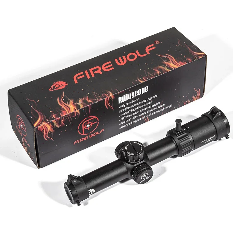 FIRE WOLF HD 1-6X24 IR mira de caza compacta mira para Rifle táctico retícula grabada en vidrio amplio campo de visión miras ópticas 2026