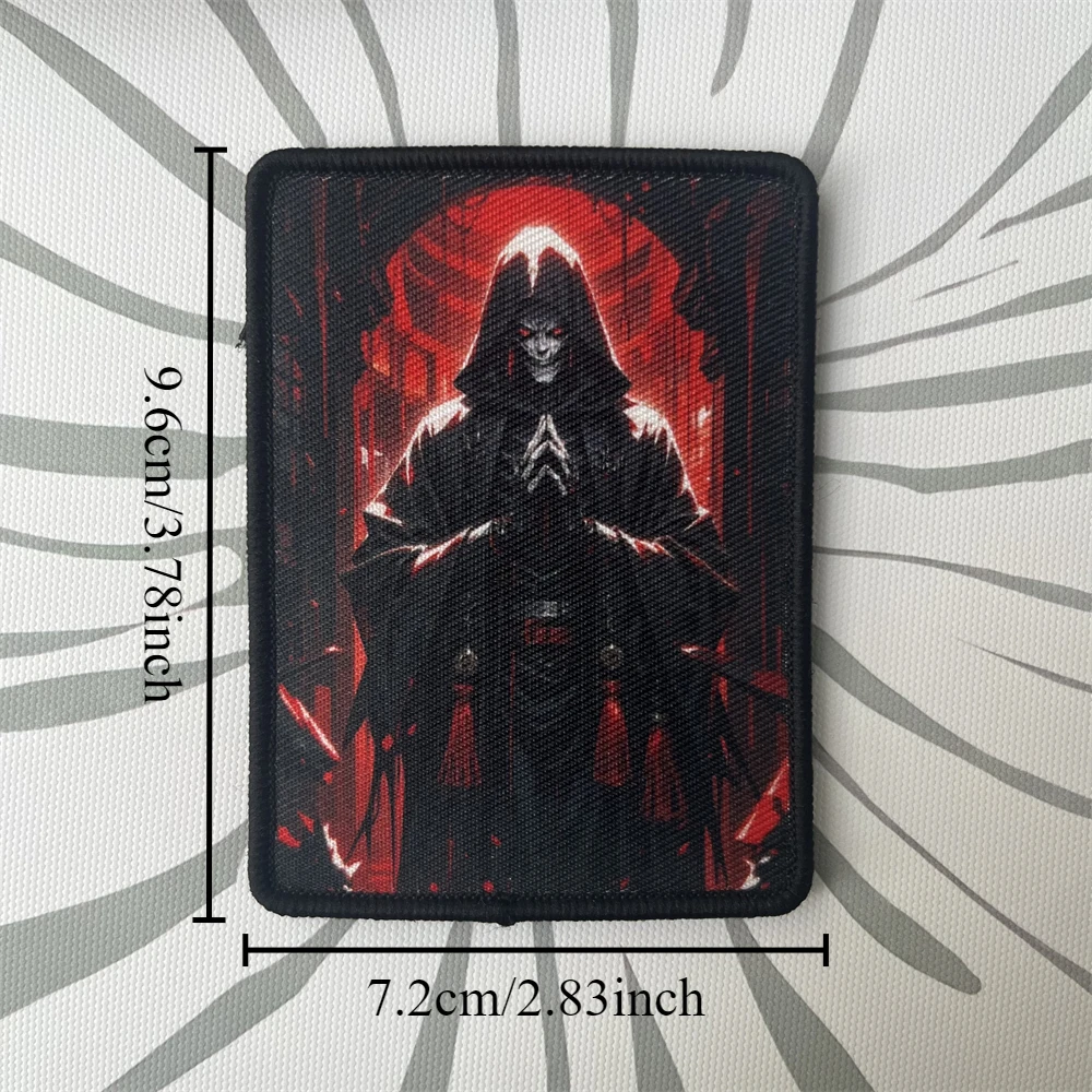 Parche táctico de moral de mago esqueleto, brazalete militar, parches de gancho y bucle impresos, pegatina para mochila de ropa - imagen 2