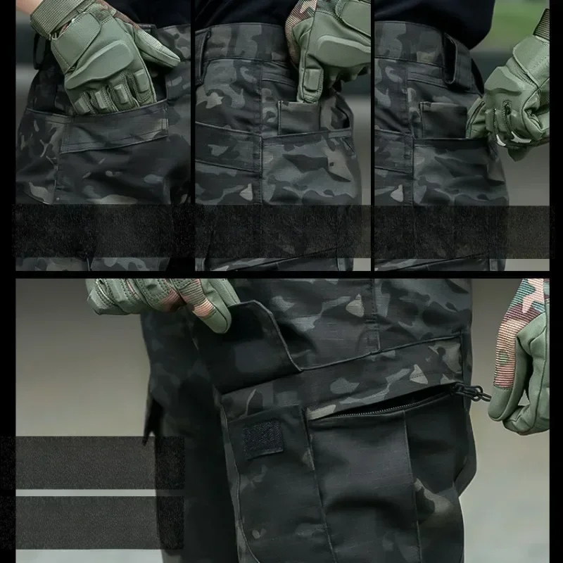 Traje de adiestramiento al aire libre para hombre, camiseta duradera de camuflaje X/7, pantalones, trajes impermeables del ejército para hombre, conjuntos con múltiples bolsillos - imagen 5