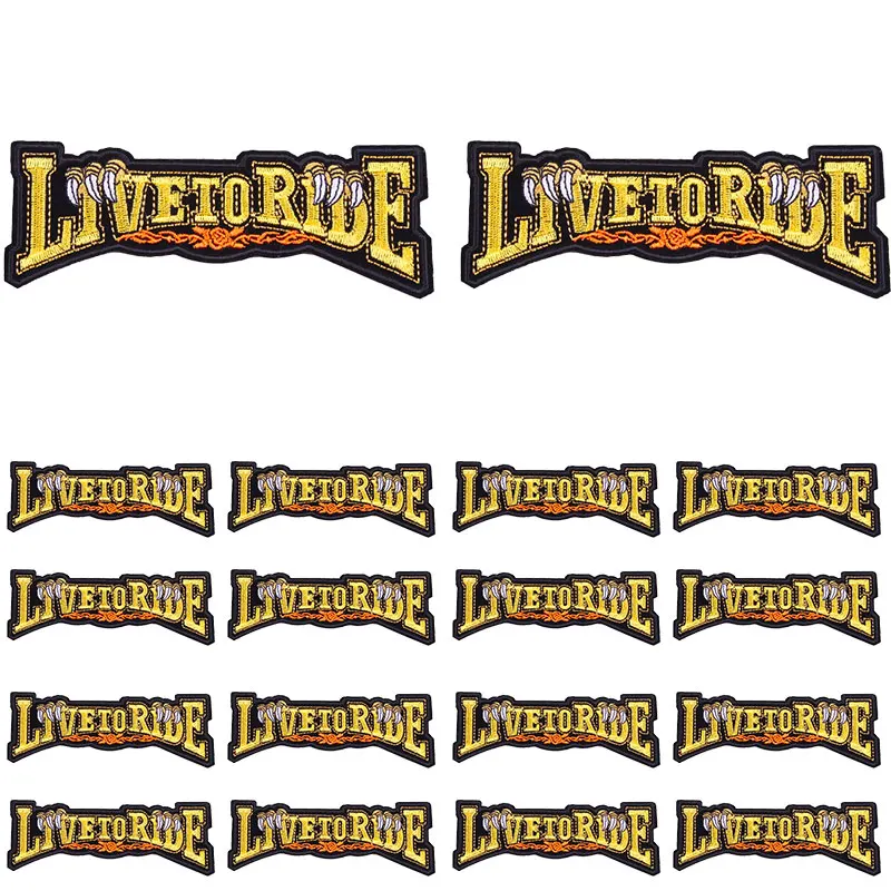 Parche bordado de Live To Ride para motociclista, parches de planchar para ropa, chaqueta, coser/Aplicación de planchado, 10 unids/lote - imagen 5