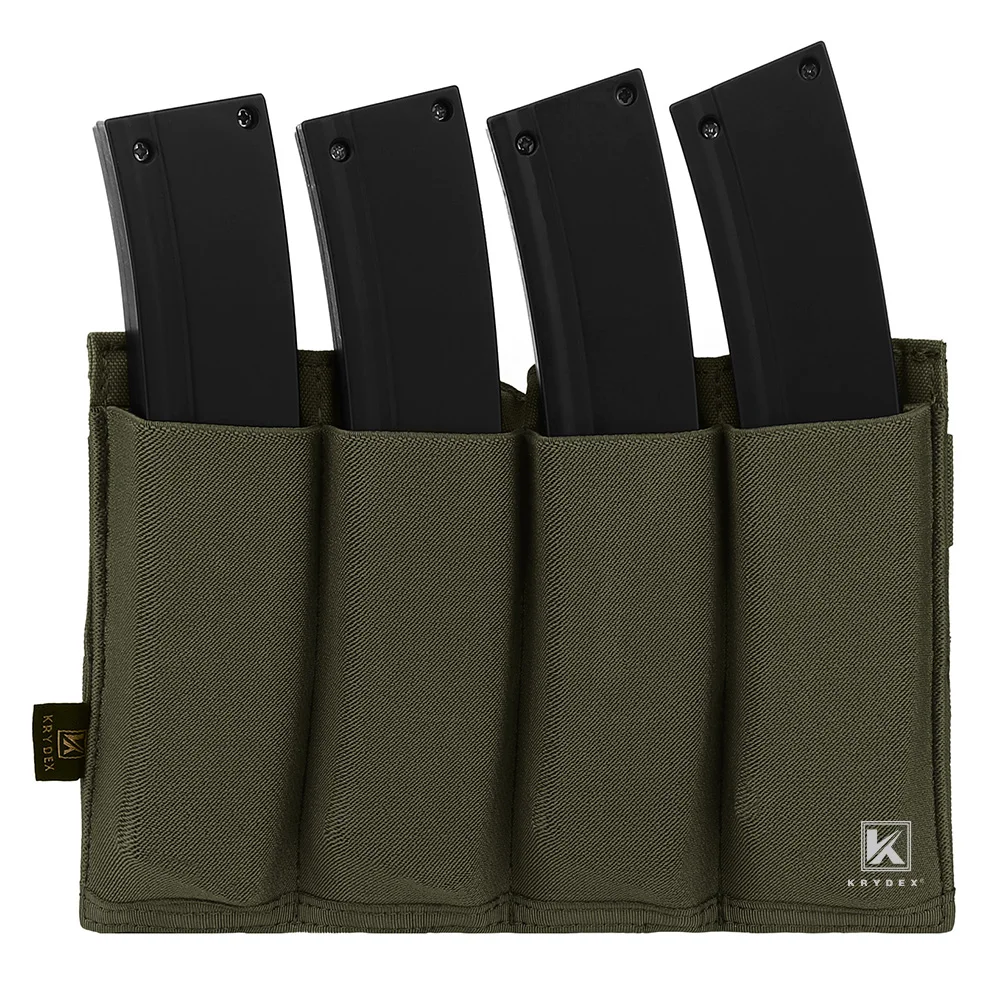 KRYDEX-bolsa táctica cuádruple elástica Mag, soporte de bolsa abierta SMG MOLLE para revistas MP5/MP7/Kiss, equipo veterinario de caza