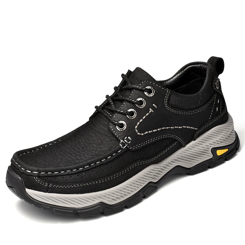 HIKEUP-zapatos de senderismo de tela de malla para hombre, calzado de cuero de gamuza para deportes al aire libre, senderismo, escalada, seguridad - imagen 3