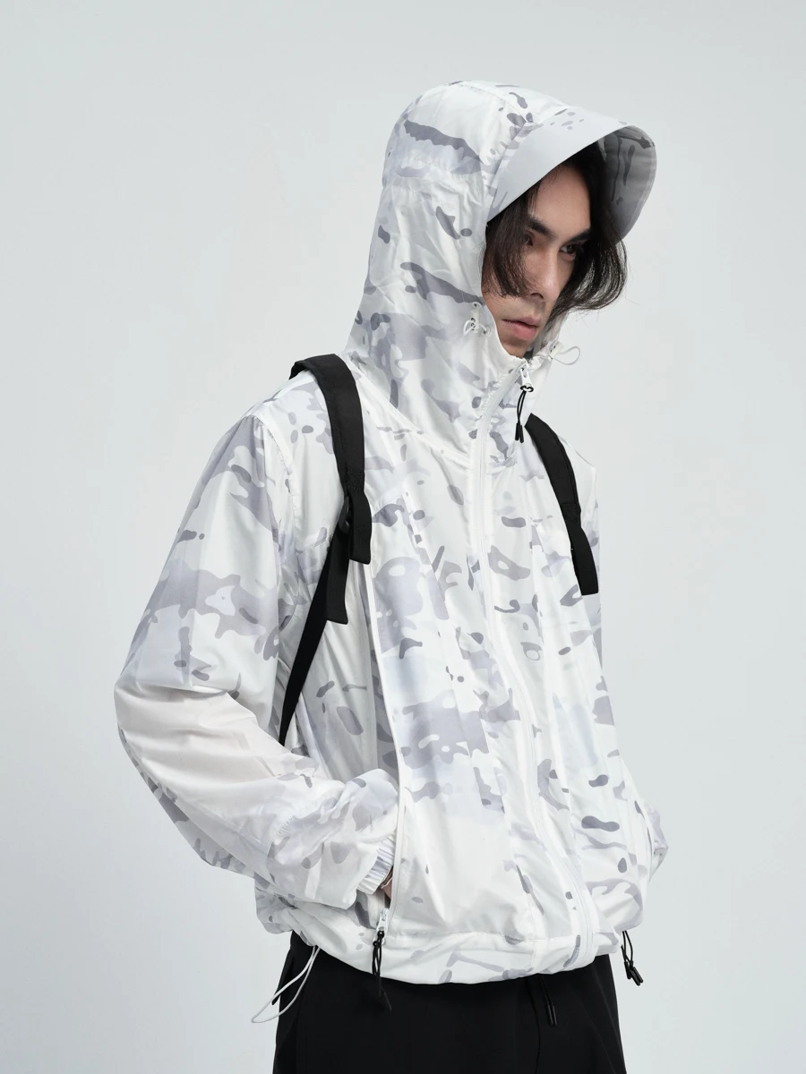 Ropa de protección solar absorbente con tres cremalleras de camuflaje para hombre, ropa de protección solar ultraligera para verano al aire libre - imagen 2