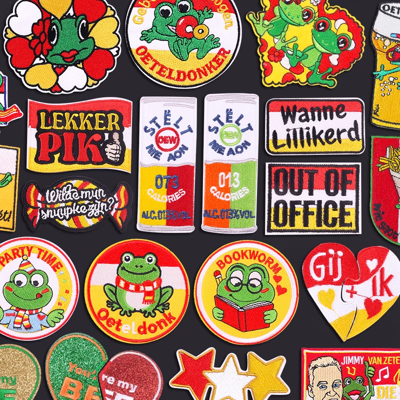 Parche bordado con emblema de Oeteldonk de Países Bajos, parches bordados de Carnaval de Países Bajos para ropa, parches para planchar para ropa