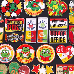 Parche bordado con emblema de Oeteldonk de Países Bajos, parches bordados de Carnaval de Países Bajos para ropa, parches para planchar para ropa