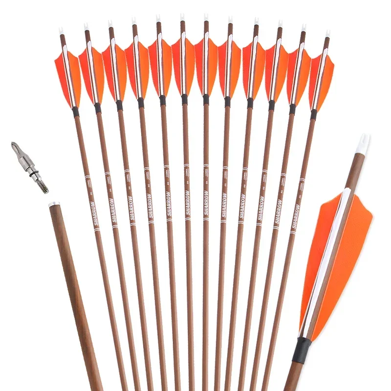 Flecha de tiro con arco 12 Uds 32,6 "flechas de carbono puro columna vertebral 340/400/500/600 ID 6,2mm 4 colores arco compuesto recurvo objetivo de tiro de caza - imagen 3