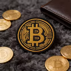Brazalete bordado BTC con parche de Metal Bitcoin, decoración artesanal para chaleco táctico, mochila con gancho y bucle