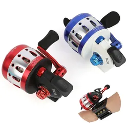 Mango Reversible izquierdo y derecho, carrete de pesca con arco Spincast, tirachinas de acero inoxidable, Compatible con arco compuesto, relación de engranaje 36:1