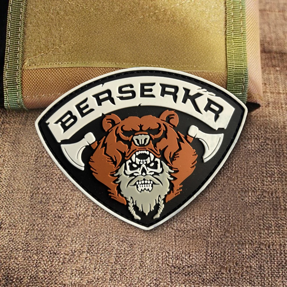 Parche Berserker, insignia de moral táctica, oso Axeman, gancho y bucle de PVC, mochila militar, accesorios decorativos de tela, pegatina para brazalete - imagen 5