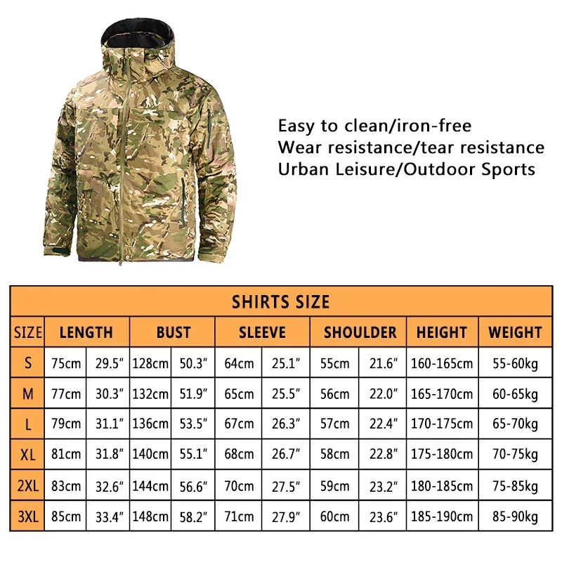 Chaquetas tácticas de plumón cálidas para hombre, chaqueta térmica resistente al viento, abrigos ligeros de camuflaje, ropa de caza al aire libre, ropa de invierno - imagen 3