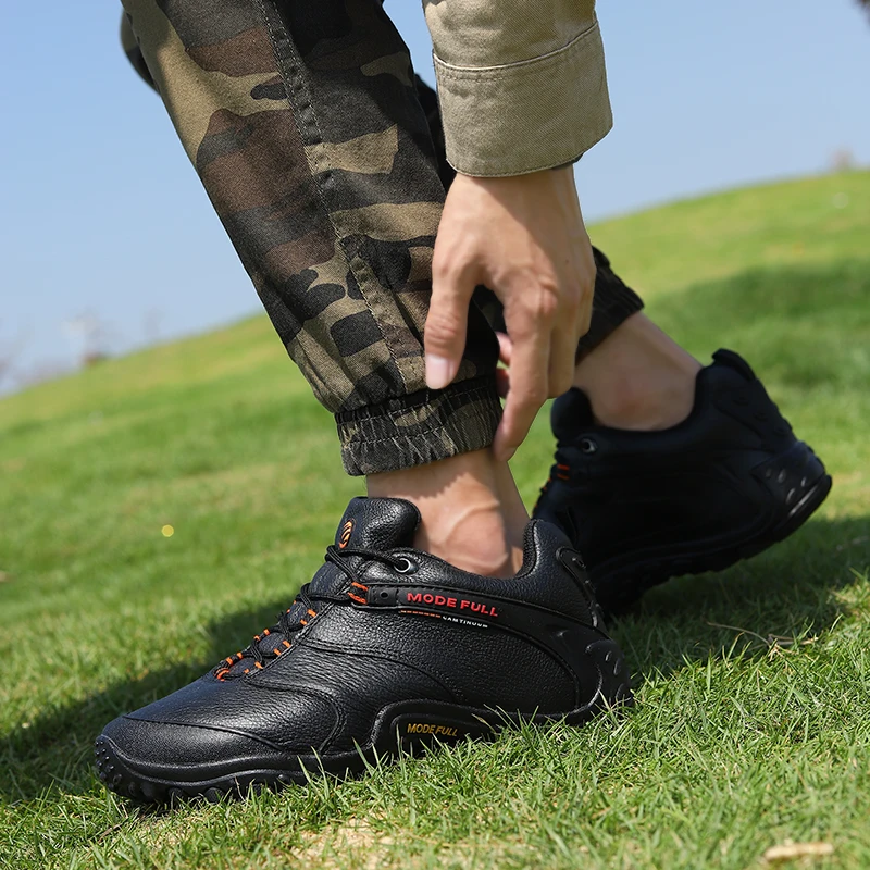 Zapatos de senderismo de piel de vaca para hombre, botas de caza de montaña, zapatos impermeables para caminar al aire libre, zapatos de trekking, zapatillas tobilleras de escalada para mujer - imagen 5