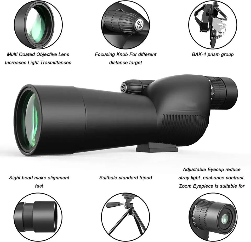 Telescopio Monocular potente para teléfono móvil, Prisma Bak4, resistente al agua, antivaho, Zoom de 20-60x60 - imagen 5