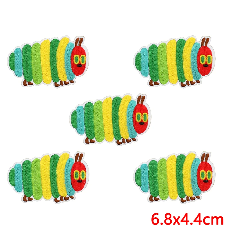 10 Uds. Venta al por mayor parches bordados de dibujos animados parche de manzana de oruga parches para planchar para ropa parches termoadhesivos insignias - imagen 4