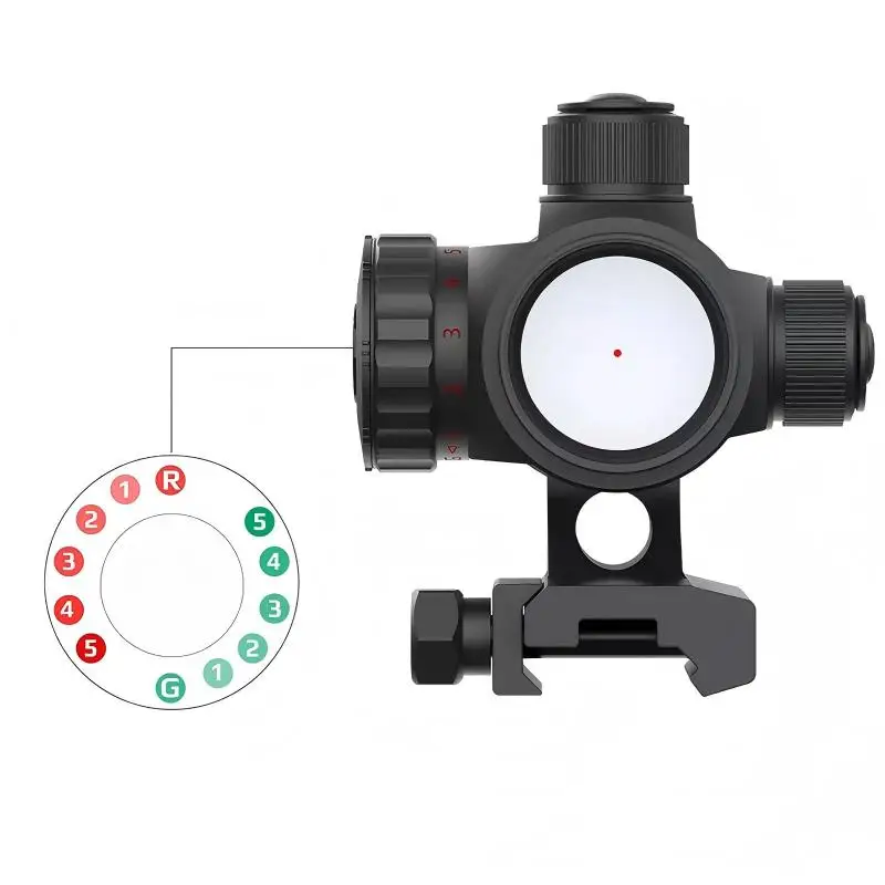 VictOptics T4 1x28 Mira de Punto Rojo 5MOA con Iluminación Roja y Verde de 5 Niveles, Resistente a Golpes (750G), Aluminio 6061-T6, para Rifle .223/.556 - imagen 4