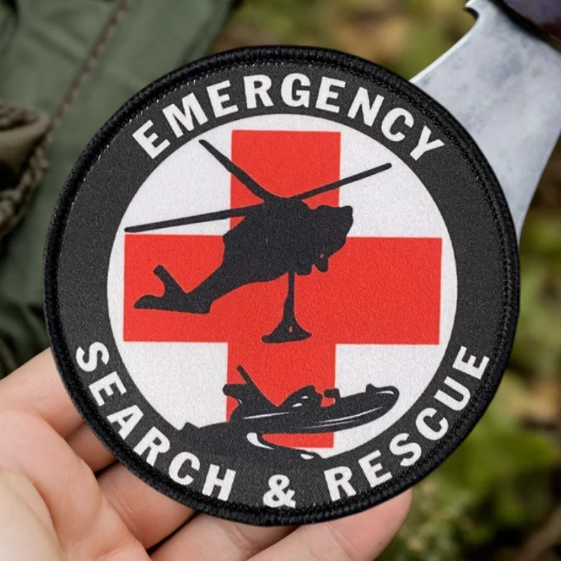 Parche de impresión de búsqueda y rescate, chaleco táctico, sombreros con gancho y bucle, insignia de moral, mochila, pegatinas decorativas, parches para brazalete para ropa - imagen 2