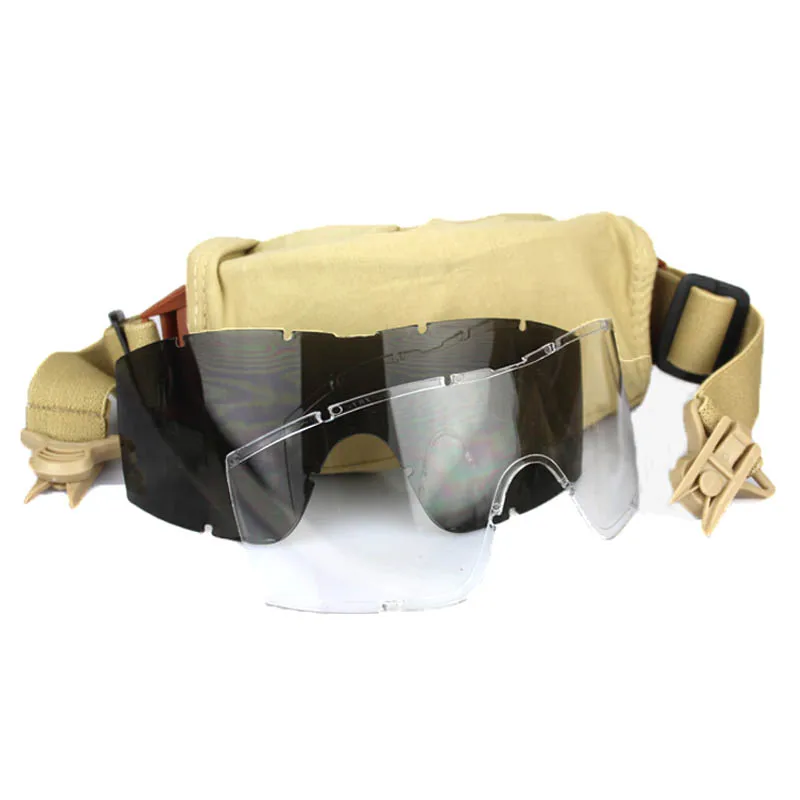 Gafas antivaho tácticas para casco de Paintball con montaje en riel y 3 lentes intercambiables - imagen 3