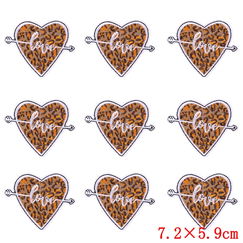 Parches con estampado de leopardo para ropa, parches bordados con letras de dibujos animados, apliques de insignia de costura, 10 unidades por lote - imagen 3