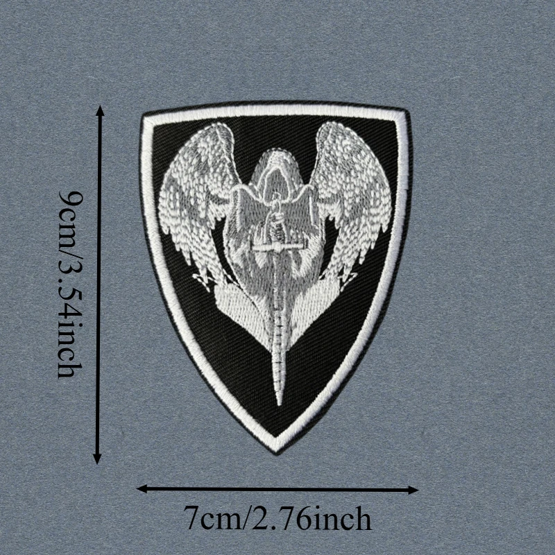 Parche táctico bordado escudo ángel oscuro con gancho y bucle - imagen 3