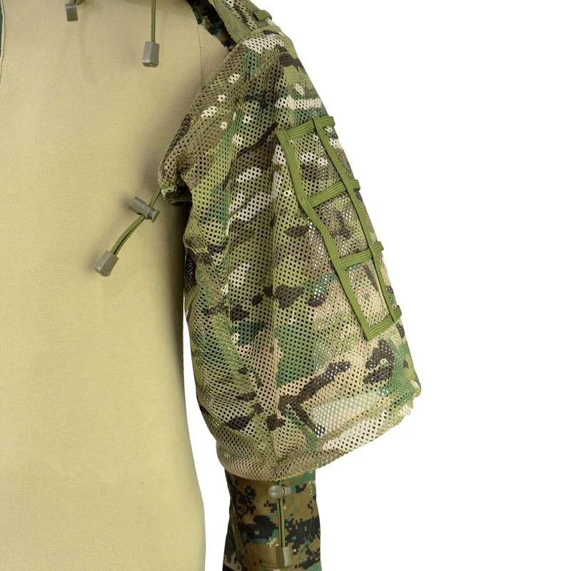 Traje de francotirador Ghillie de malla Airsoft, capucha de Viper, tiro táctico, traje Ghillie 3D, tela Ripstop de caza, abrigo transpirable, traje, equipo - imagen 5