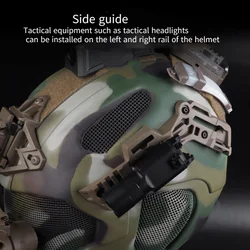 Casco táctico ligero W23 Airsoft con base NVG y careta malla acero