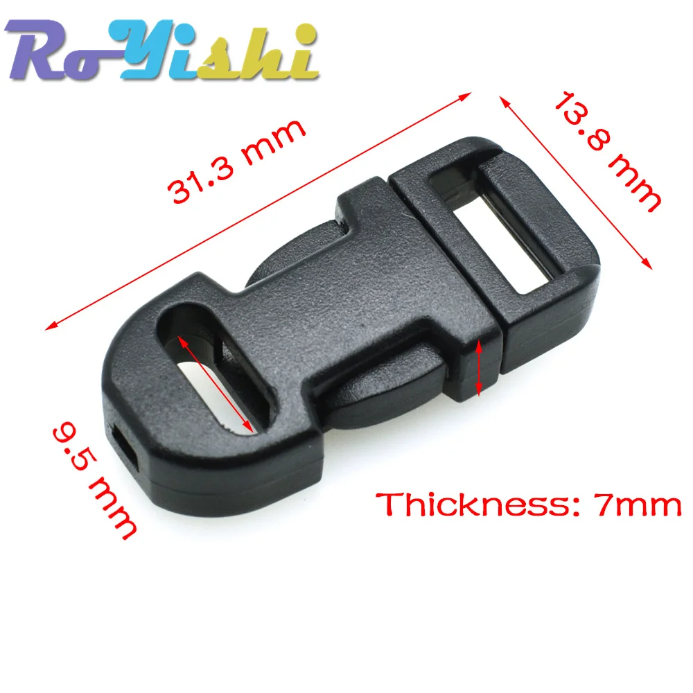 Hebilla de Liberación lateral de 3/8 pulgadas, pulsera de plástico Paracord, cordón Lariat, cámara, cuello, piezas de correa de teléfono, 10 unids/lote por paquete - imagen 2