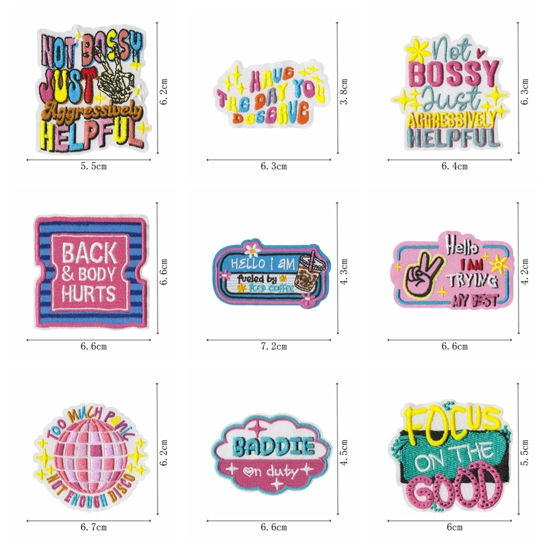 10 Uds. Venta al por mayor parche de dibujos animados arco lápiz parches bordados planchar en parches para ropa sombreros chaquetas DIY parche con eslogan de letras - imagen 4