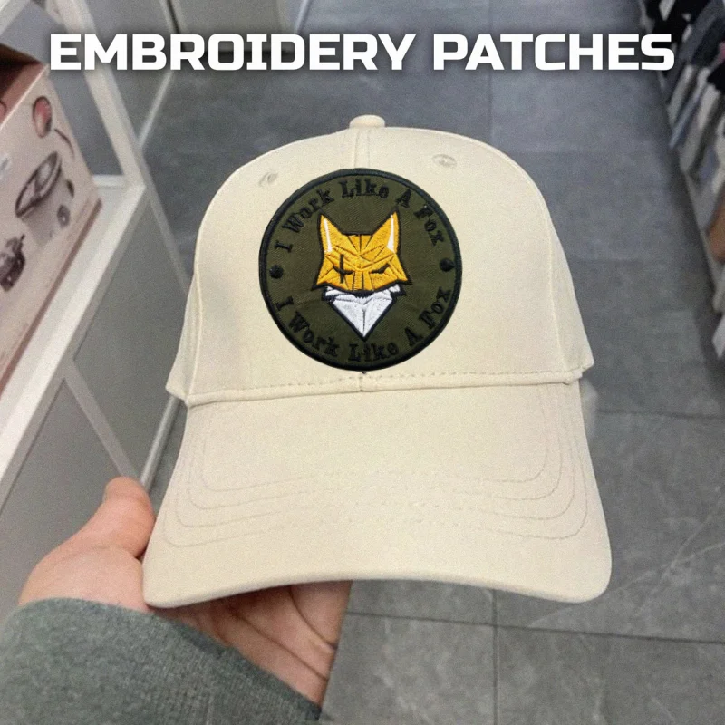 I Work Like A Fox embroidery Patch Tactical Vest Hook&Loop Morale Badge Backpack Decorative Sticker Armband Patches for Clothing