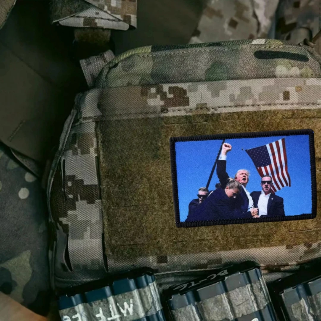 Parche de Donald Trump 2024, insignia de moral táctica, pegatina de mochila militar, Impresión de gancho, parches de bucle para ropa - imagen 5