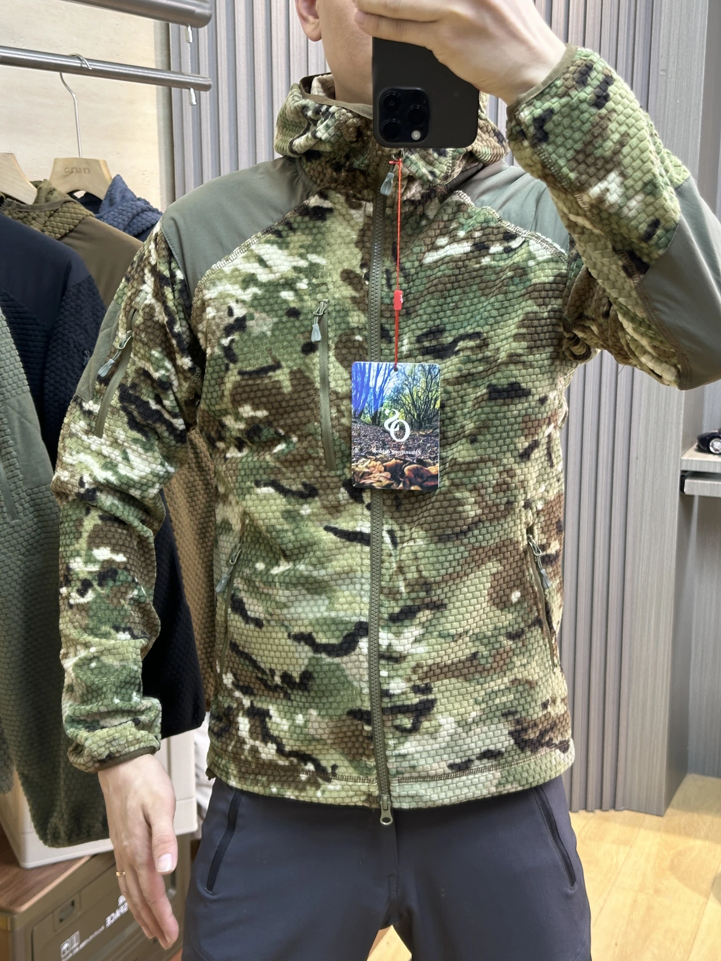 Sudadera con capucha táctica de terciopelo cálido con partículas de panal para otoño/invierno, funcional, ligera, cálida, con capa media - imagen 3