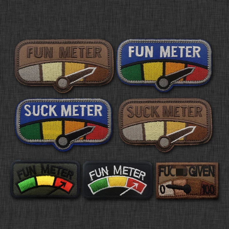 FUN METER parches bordados, medidor de succión, flecha direccional, rojo, amarillo, verde, aplique para ropa, mochila, insignias, gancho, bucle - imagen 5