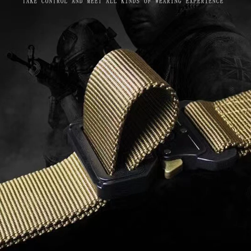 Cinturón de pantalón táctico de Metal para hombre, cinturón de pantalones militar de lona de gran tamaño para deportes al aire libre, nailon militar táctico - imagen 5