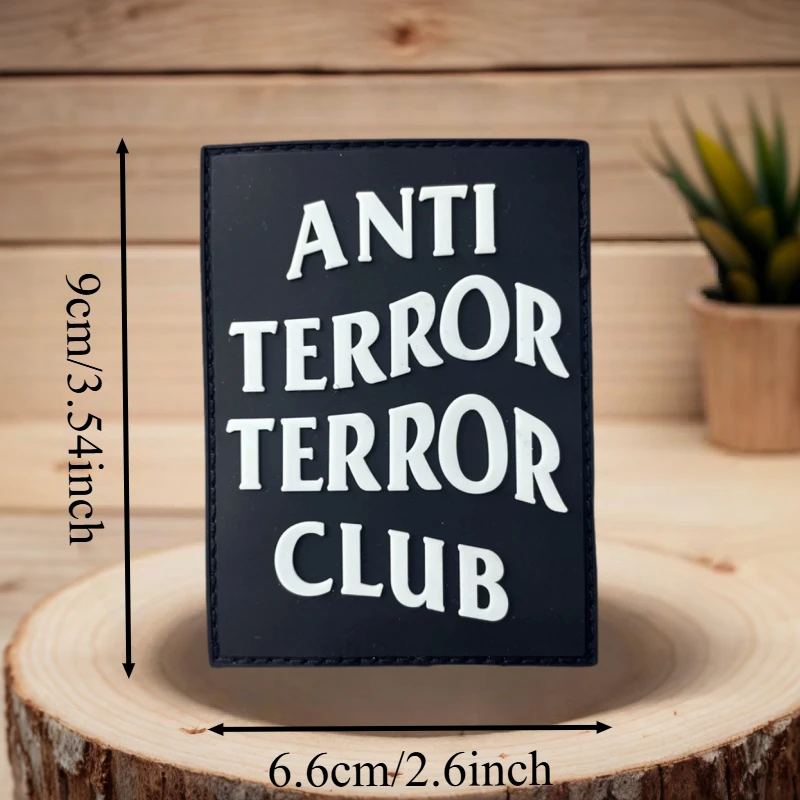 Parche de PVC ANTI TERROR CLUB, divertido chaleco táctico con gancho y bucle, insignia de moral, mochila, sombreros, pegatinas decorativas, parches para ropa - imagen 3