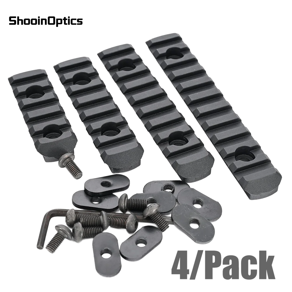 Juego de secciones de riel Picatinny, paquete de 4 segmentos de riel Weaver de 20mm con tornillos de montaje para accesorios de luces ópticas, polímero de nailon