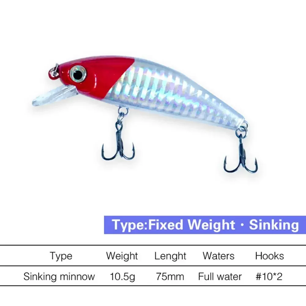 Señuelo de Pesca Minnow, hundimiento de invierno para aparejos de Pesca, Wobbler, cebo Artificial, productos, Lucio, Pesca, trucha, anzuelos giratorios para carpa - imagen 5